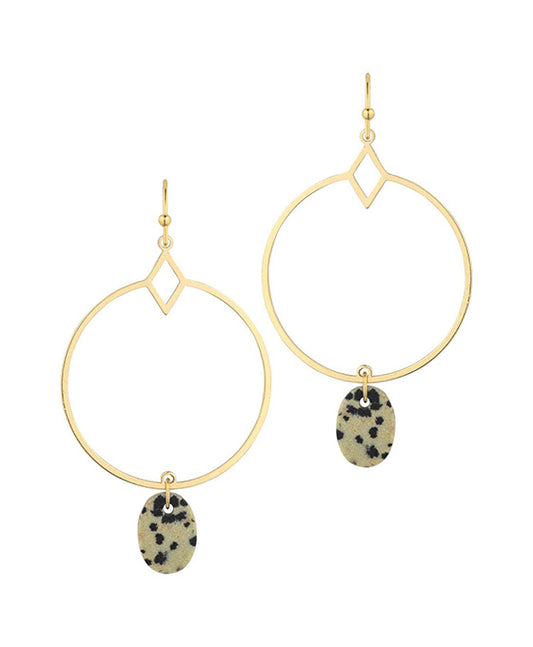 Stone & Metal Circle Earring