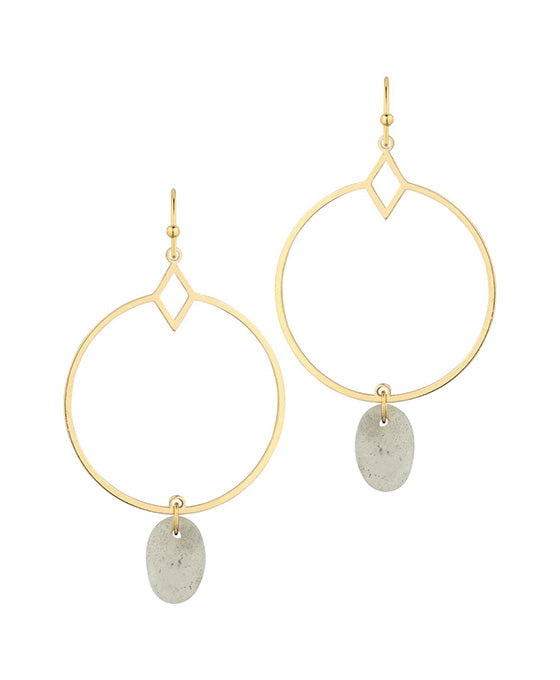 Stone & Metal Circle Earring