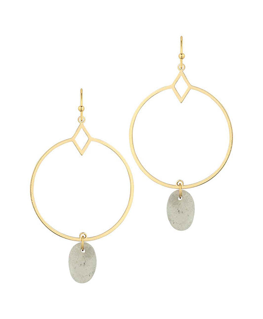 Stone & Metal Circle Earring