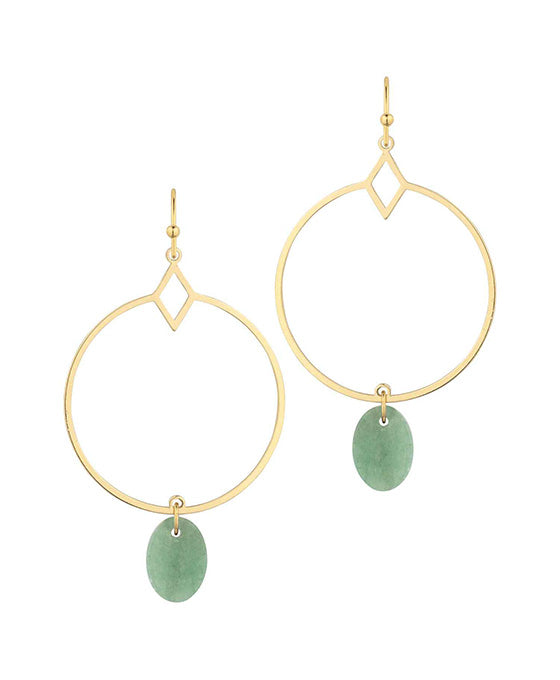 Stone & Metal Circle Earring