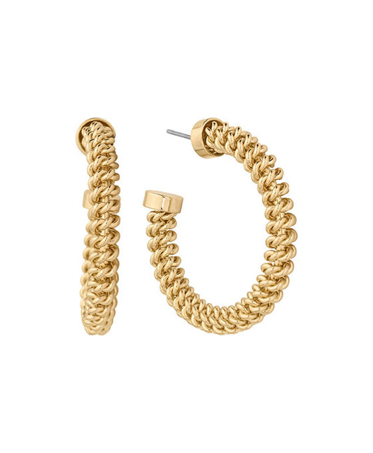 35mm Brass Texture Hoop Earring