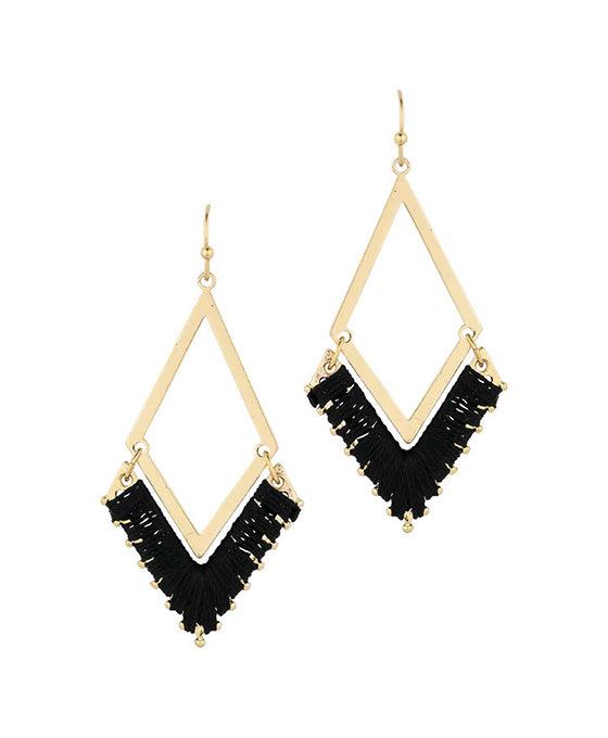 Thread Metal Diamond Shape Earring