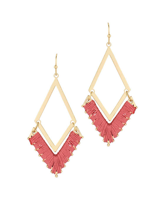 Thread Metal Diamond Shape Earring