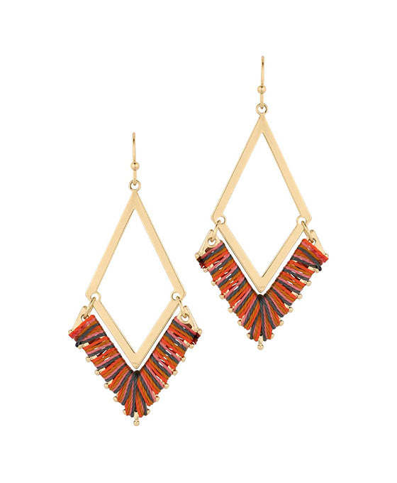 Thread Metal Diamond Shape Earring