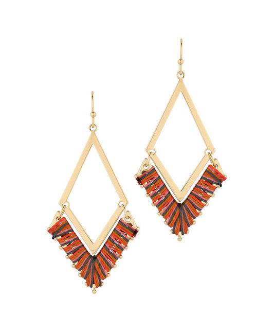 Thread Metal Diamond Shape Earring