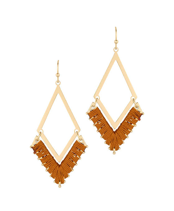 Thread Metal Diamond Shape Earring