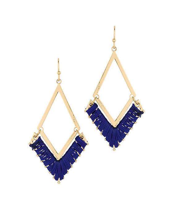 Thread Metal Diamond Shape Earring