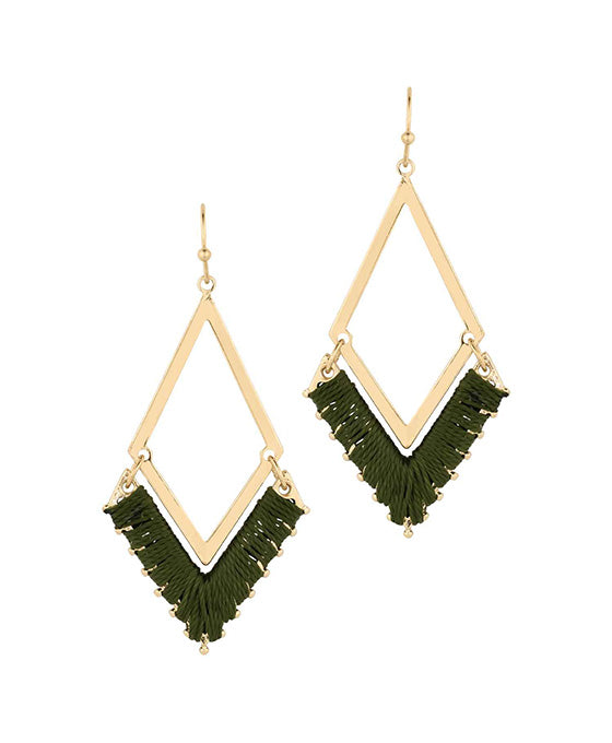 Thread Metal Diamond Shape Earring