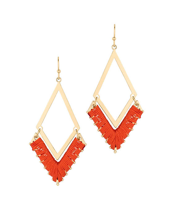Thread Metal Diamond Shape Earring