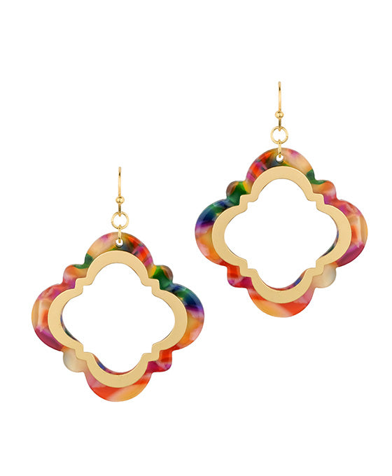 Acetate & Metal Flower Earring