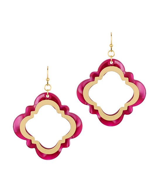 Acetate & Metal Flower Earring