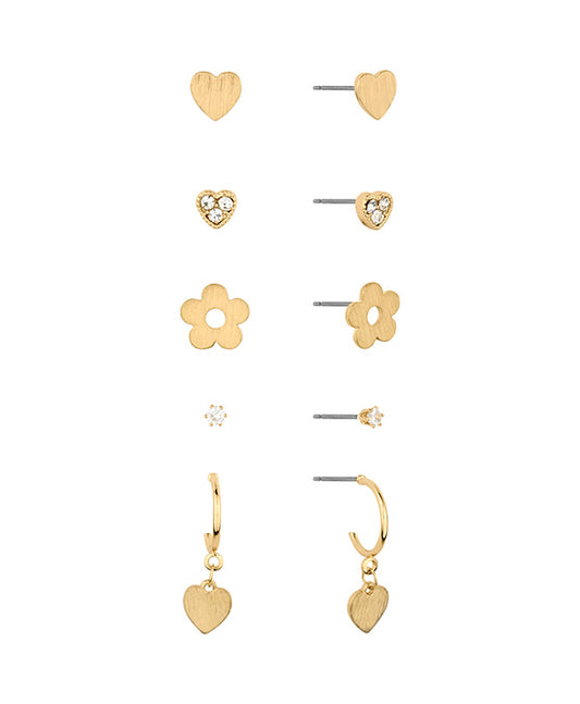 5 Set Metal Pave Stud Earring