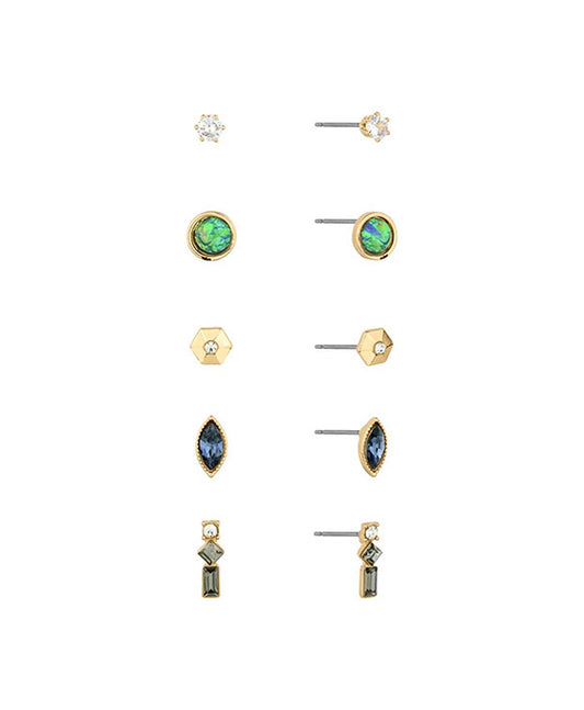 5 Set Metal Glass Stud Earring