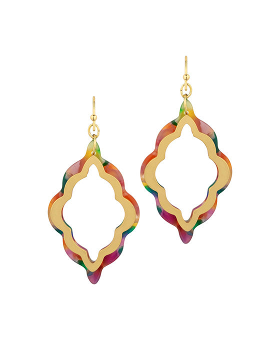 Acetate & Metal Wavy Shape Earring