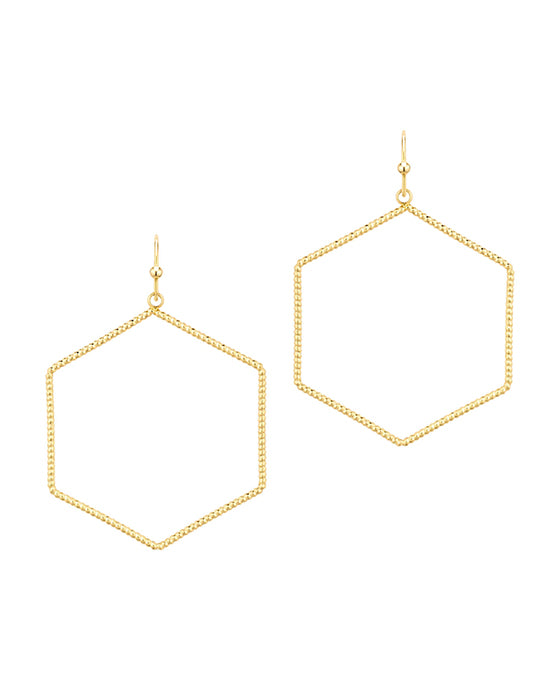 Brass Texture Wire Hexagon Earring
