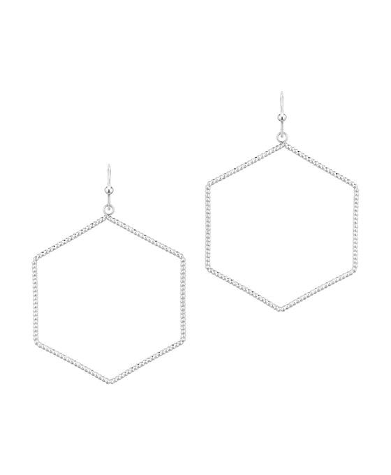 Brass Texture Wire Hexagon Earring
