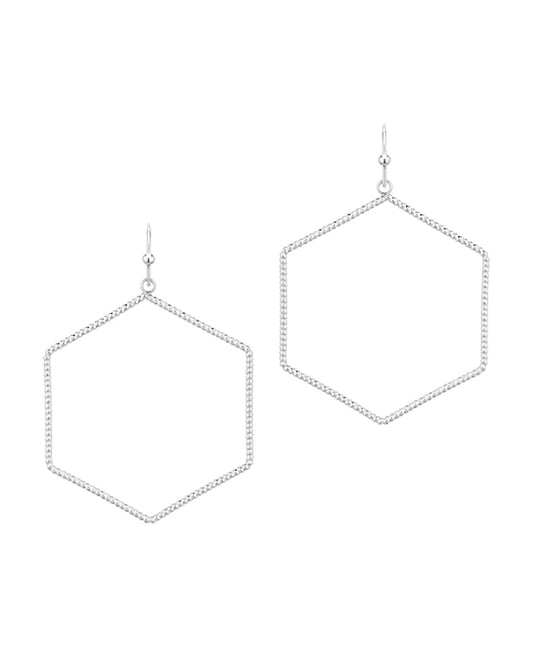 Brass Texture Wire Hexagon Earring