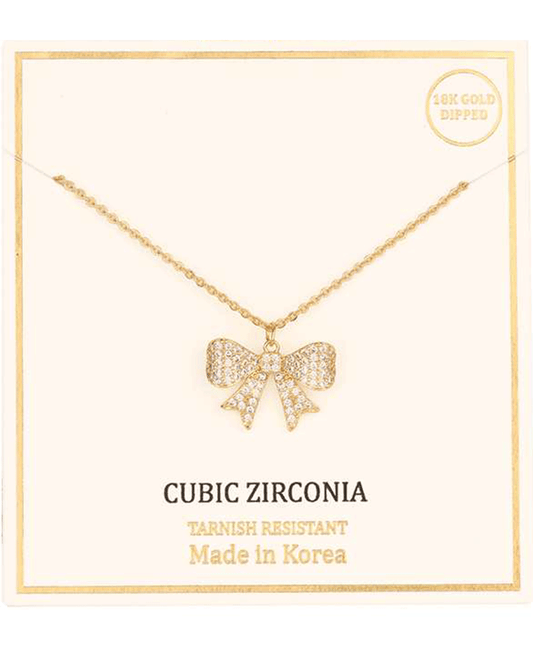 Cubic Zirconia Bow Necklace