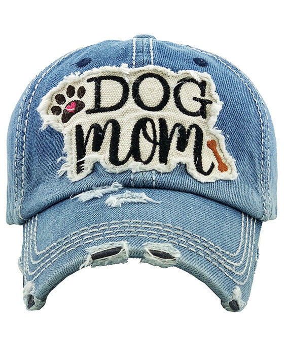 DOG MOM Washed Vintage Ball Cap