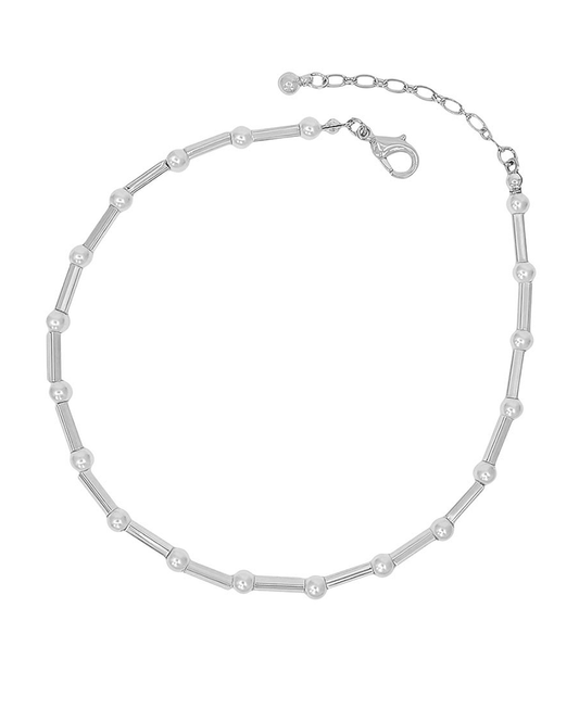 4mm Pearl & Metal Bar Anklet