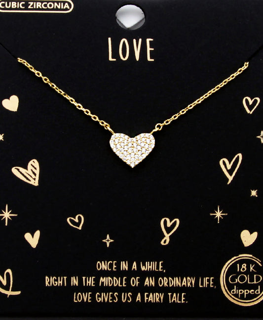 Pave Heart CZ Necklace