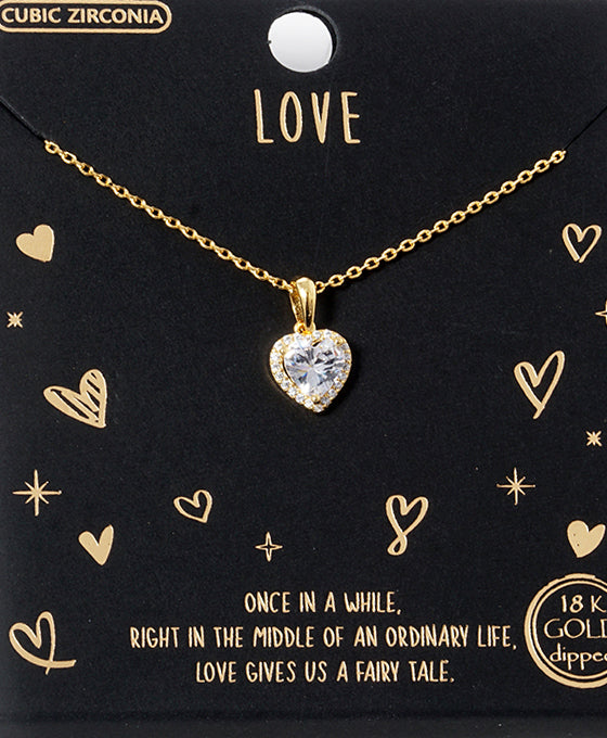 Heart Halo CZ Necklace