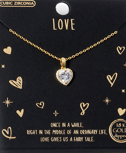 Heart Halo CZ Necklace