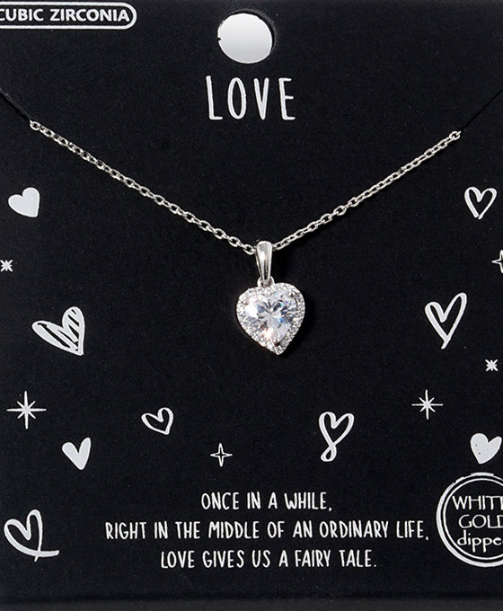 Heart Halo CZ Necklace