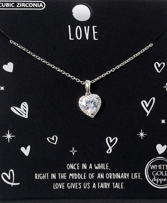 Heart Halo CZ Necklace