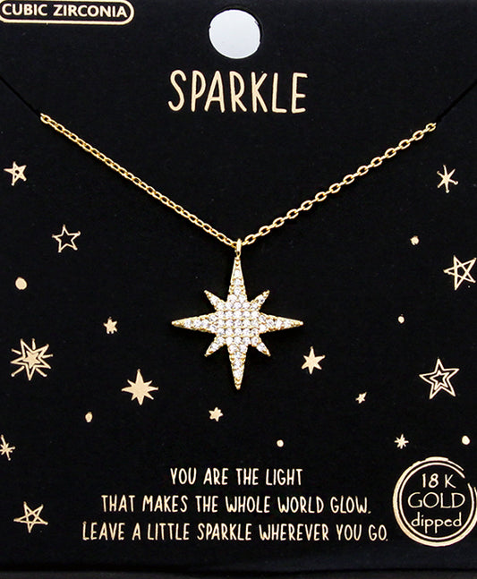 Pave CZ North Star Necklace