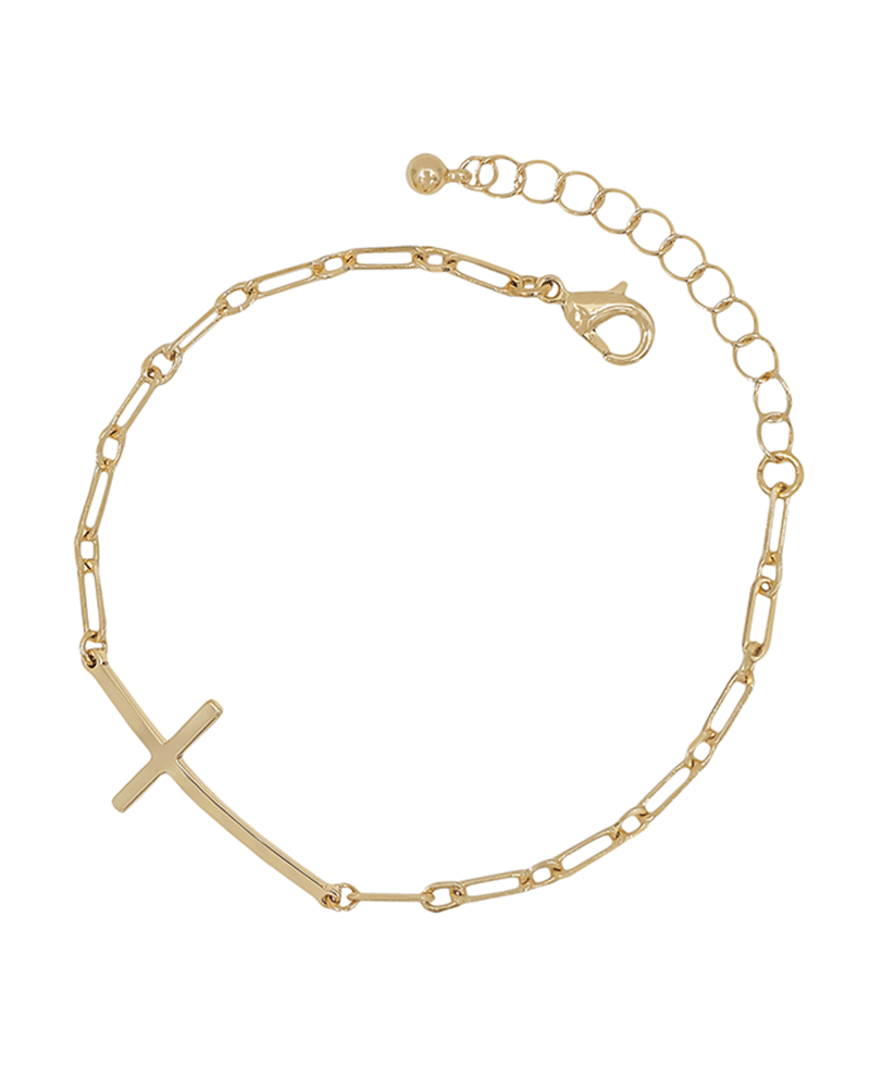 Cross Accent Clip Chain Bracelet