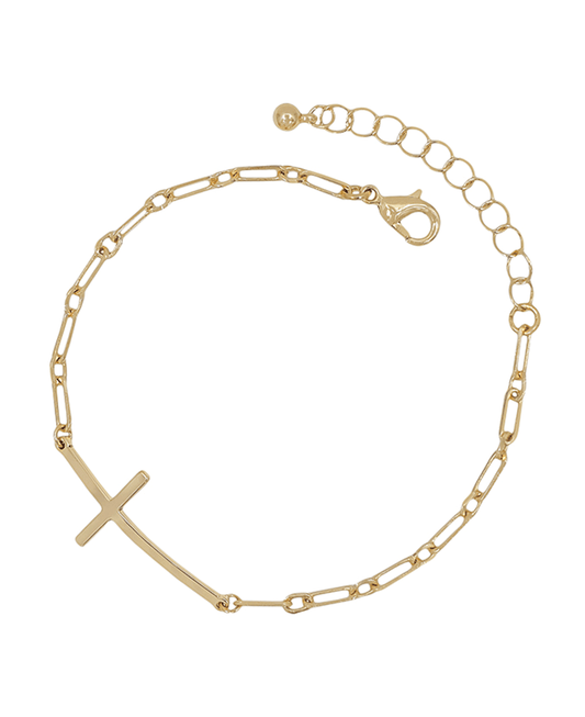 Cross Accent Clip Chain Bracelet