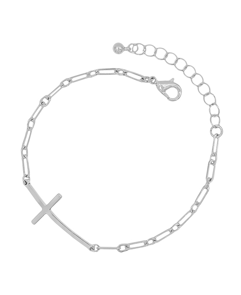 Cross Accent Clip Chain Bracelet