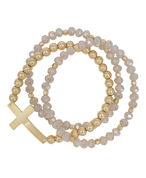 Cross Accent 6mm Beads & CCB Bracelet