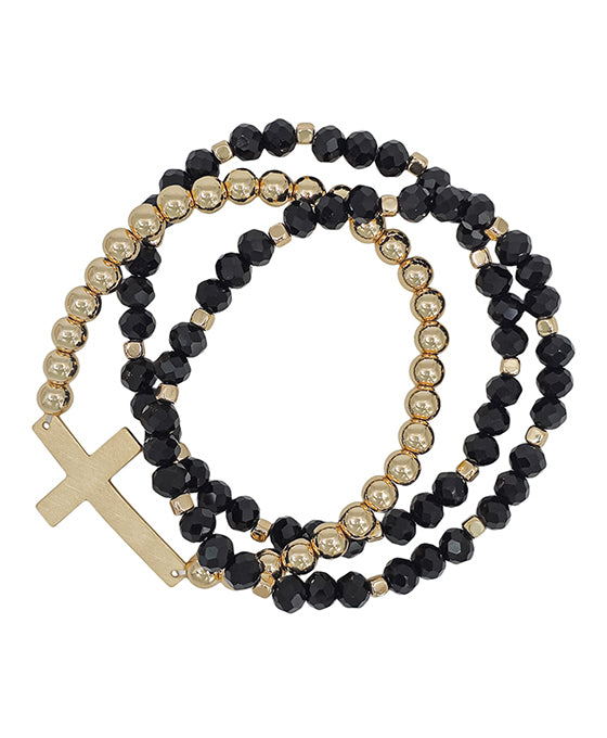 Cross Accent 6mm Beads & CCB Bracelet