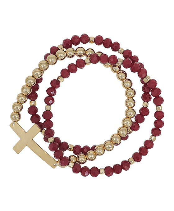 Cross Accent 6mm Beads & CCB Bracelet