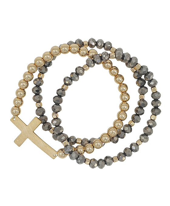 Cross Accent 6mm Beads & CCB Bracelet