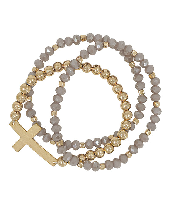 Cross Accent 6mm Beads & CCB Bracelet