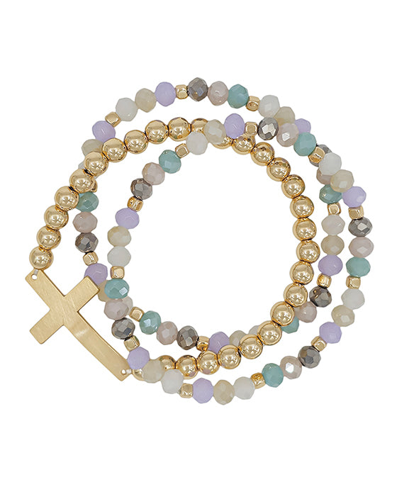 Cross Accent 6mm Beads & CCB Bracelet