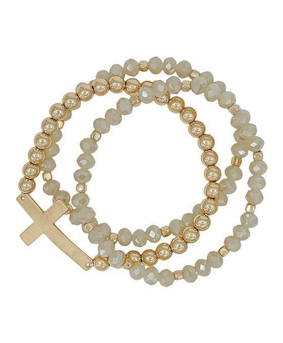 Cross Accent 6mm Beads & CCB Bracelet