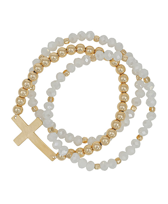 Cross Accent 6mm Beads & CCB Bracelet