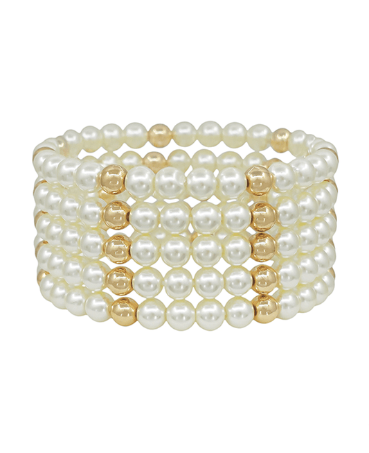 Pearl Stretch 5 Set Bracelet