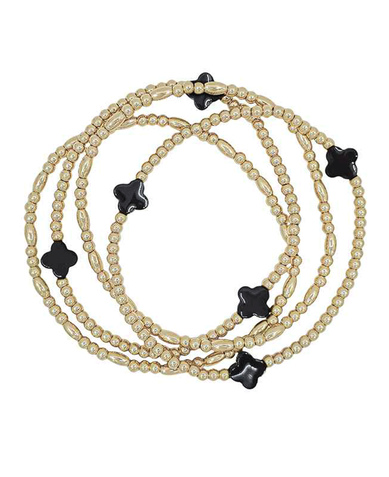 4 Set Color Clover Accent 3mm CCB Bracelet