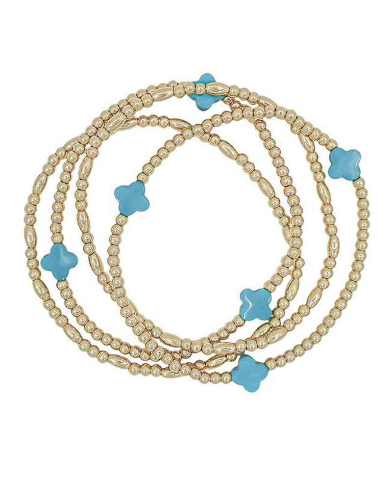4 Set Color Clover Accent 3mm CCB Bracelet