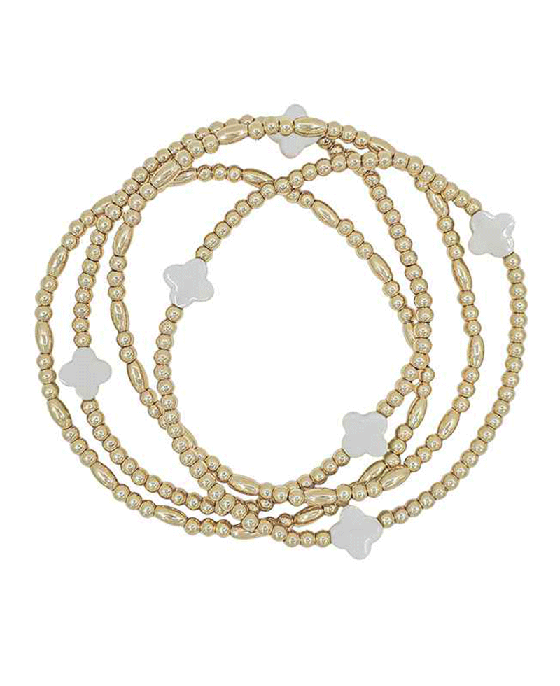 4 Set Color Clover Accent 3mm CCB Bracelet