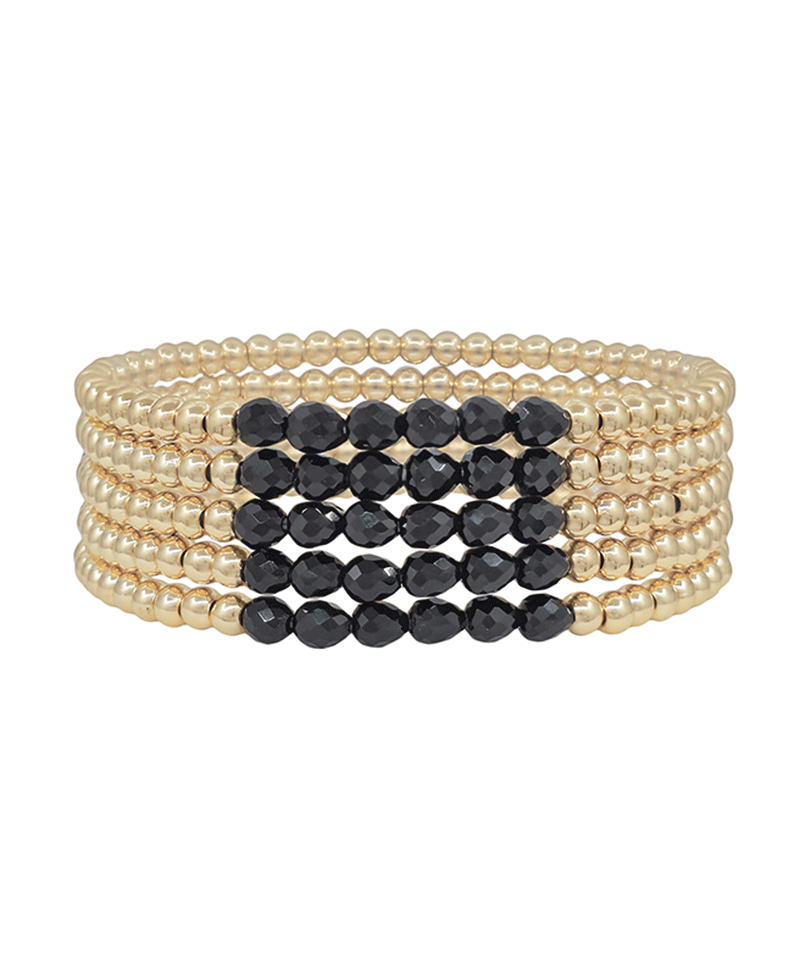 Oval Glass Bead & CCB 5 Set Bracelet
