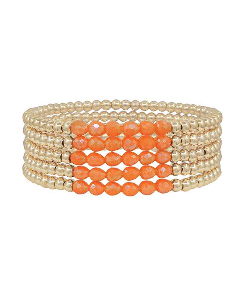 Oval Glass Bead & CCB 5 Set Bracelet