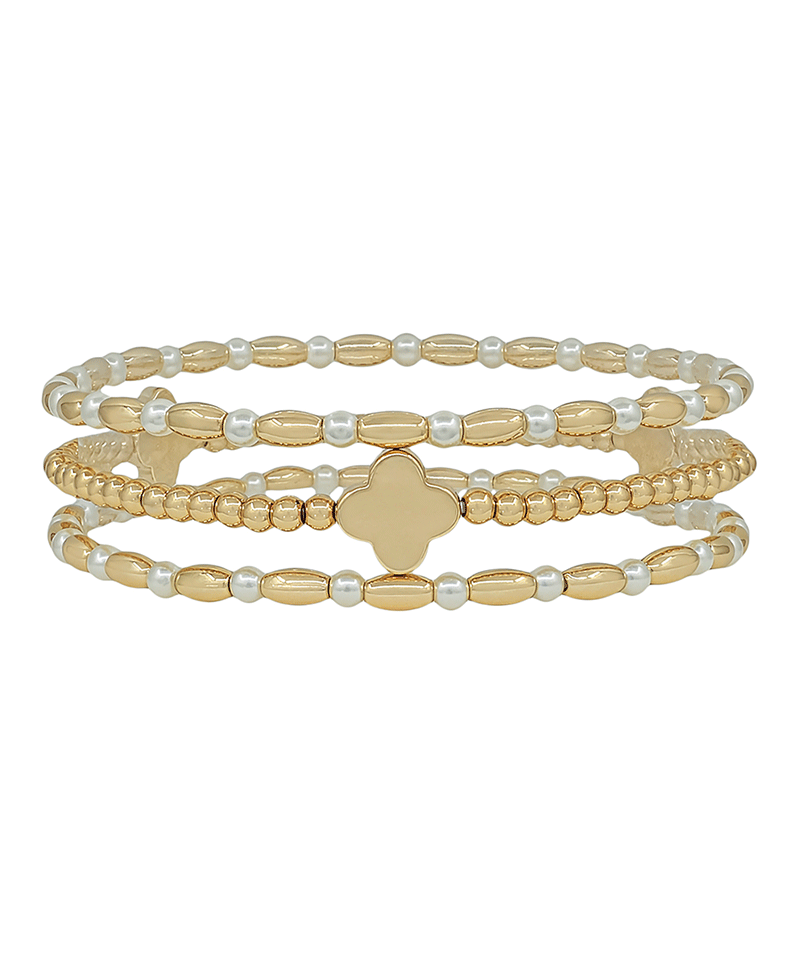 Clover Accent CCB & Pearl Bracelet