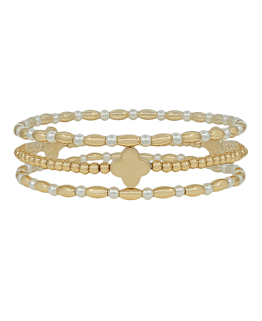 Clover Accent CCB & Pearl Bracelet
