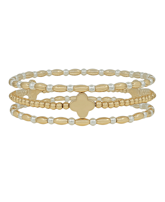 Clover Accent CCB & Pearl Bracelet